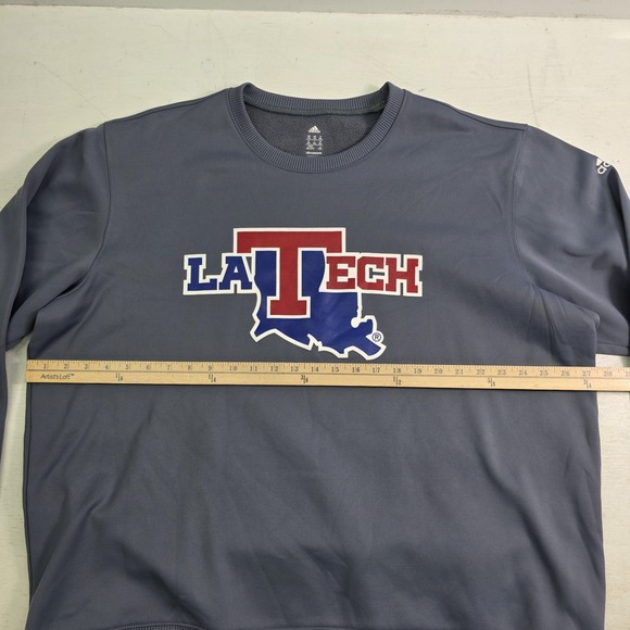 LA Tech Louisiana Bulldogs NCAA Adidas Climawarm Crewneck Sweatshirt Mens Sz 2XL - Picture 7 of 9